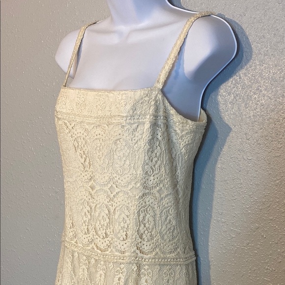 Tootsies Cream Lace & Beaded Sheath Dress with Spaghetti Straps and  Slit - Picture 3 of 9